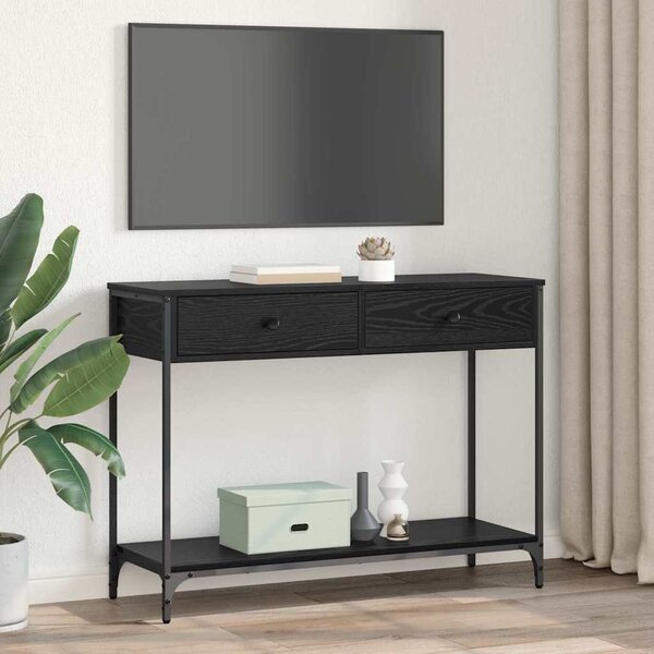 Konzolasztal fiókkal Fekete tölgy 100 x 34,5 x 75 cm Faanyag