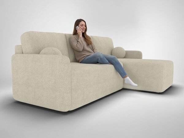 BLOMERA ágyneműtartós L alakú kanapéágy - krémszín