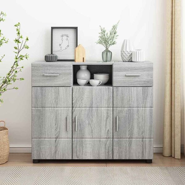 Széf fiókkal ajtóval Szürke sonoma 88.5 x 30.5 x 73 cm Faanyag