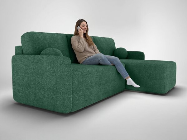 BLOMERA ágyneműtartós L alakú kanapéágy - zöld