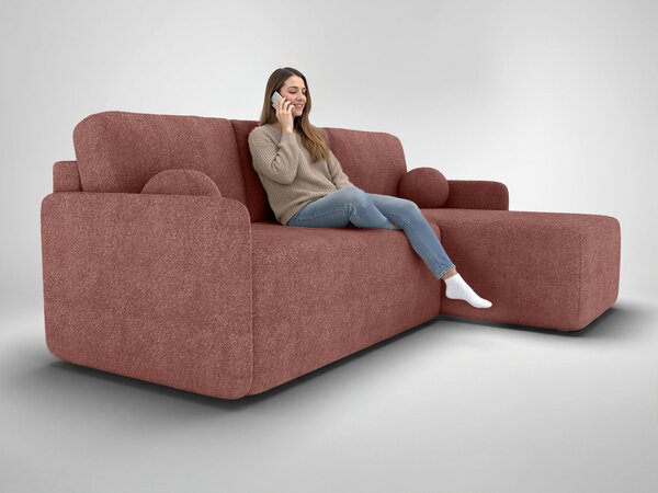 BLOMERA ágyneműtartós L alakú kanapéágy - téglavörös