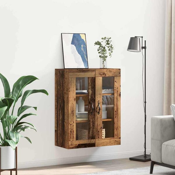 Fali szekrény Öreg fa 69,5 x 34 x 90 cm Műanyag Fa és Üveg