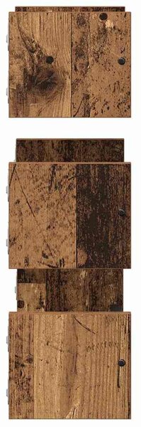 Fali polc készlet polcokkal 3 pcs Öreg fa 40x16x14cm Faanyag