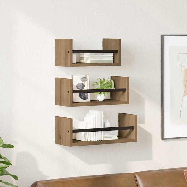 VidaXL Fali polc készlet 3 pcs Artisan tölgy 40x16x14cm Faanyag
