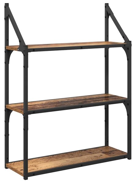 Falpolc polcokkal tárolóval Öreg fa 60 x 21 x 78,5 cm Faanyag