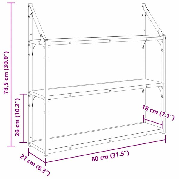 Falpolc polcokkal Artisan tölgy 80 x 21 x 78,5 cm Faanyag