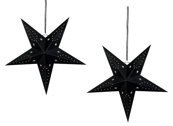 Fekete Bársonyborítású LED-es Papírcsillag Kétdarabos Szettben 45 cm MOTTI
