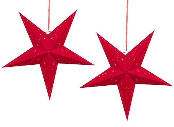 Piros Bársonyborítású LED-es Papírcsillag Kétdarabos Szettben 60 cm MOTTI