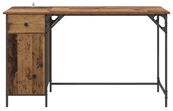 Számítógépes asztal fiókkal Öreg fa 131 x 48 x 75 cm Faanyag