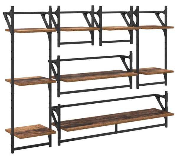 Fali polc készlet 6 pcs Öreg fa 100 x 25 x 30 cm Faanyag
