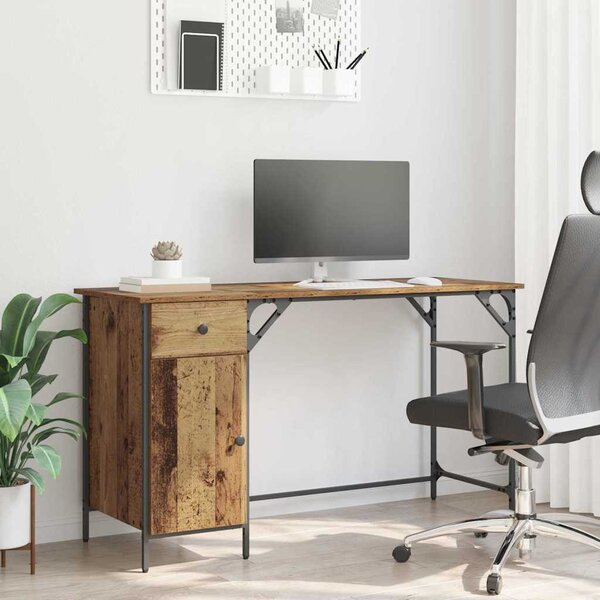 Számítógépes asztal fiókkal Öreg fa 131 x 48 x 75 cm Faanyag