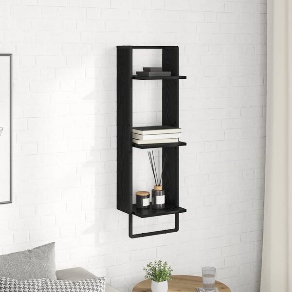 Falpolc polcokkal Fekete tölgy 30 x 25 x 100 cm Faanyag