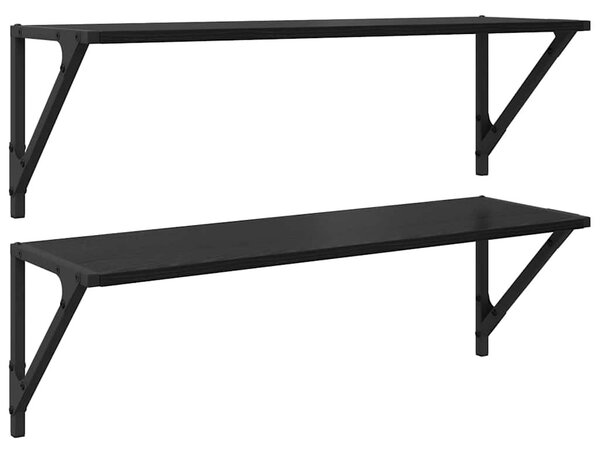 Falpolcok 2 pcs Fekete tölgy 80 x 25 x 25,5 cm Faanyag