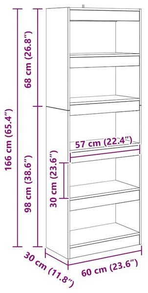 Könyvespolc Régi fa 60 x 30 x 166 cm Faanyag