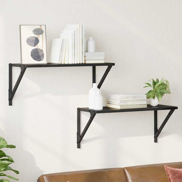 Falpolcok Falra szerelhető 2 db Fekete tölgy 60 x 25 x 25,5 cm