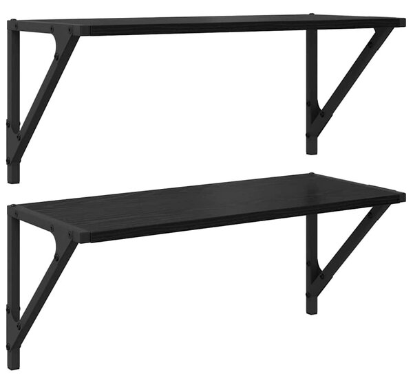 Falpolcok Falra szerelhető 2 db Fekete tölgy 60 x 25 x 25,5 cm
