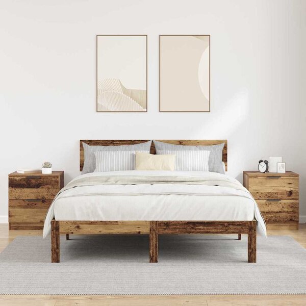 Éjjeliszekrény 2 db Öreg fa 45 x 39 x 50cm Szerelt Fa
