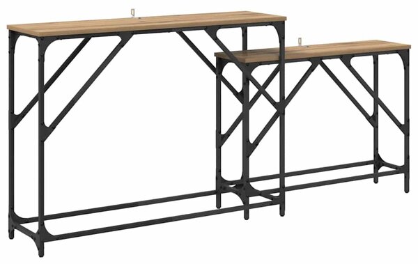Konzolasztal 2 pcs Artisan tölgy 100 x 28 x 75 cm Faanyag