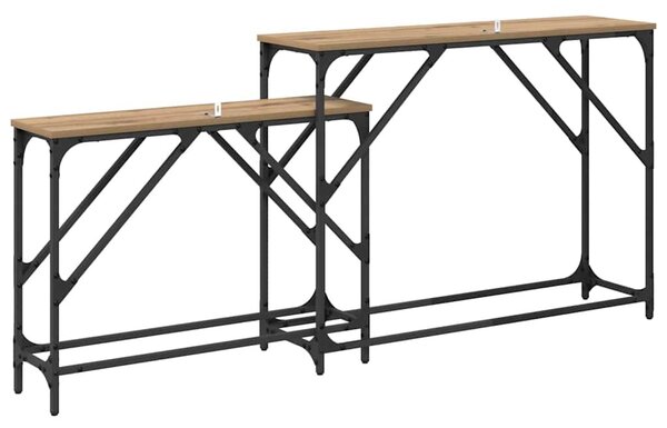Konzolasztal 2 pcs Artisan tölgy 100 x 28 x 75 cm Faanyag