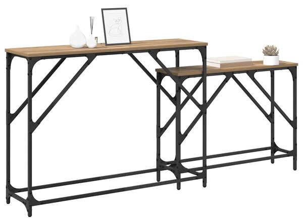 Konzolasztal 2 pcs Artisan tölgy 100 x 28 x 75 cm Faanyag