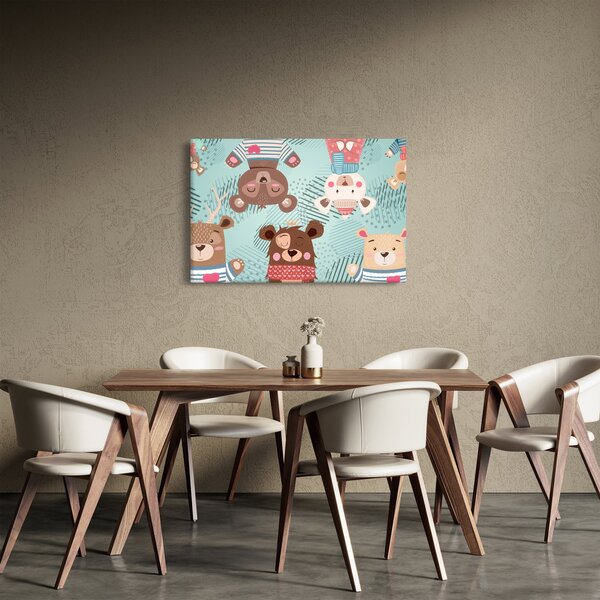 Kép - vidám mackók (90x60 cm)