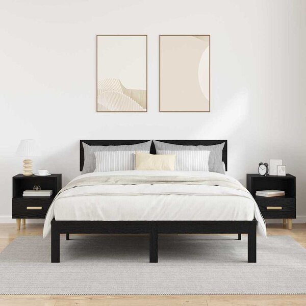 Éjjeliszekrény 2 db Fekete tölgy 40 x 35 x 47 cm Szerelt Fa