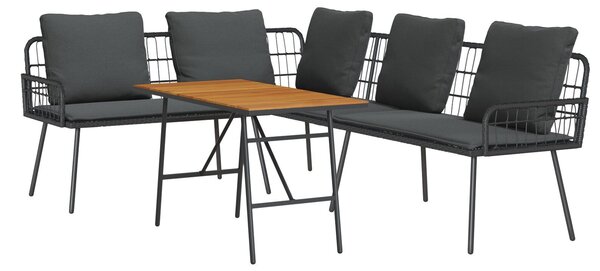 VidaXL Kerti Kanapé Szett 2 pcs Fekete polirattan