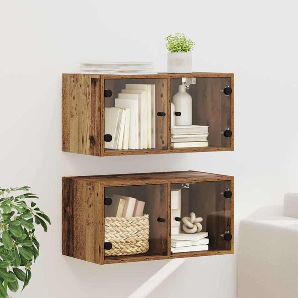 Fali Szekrények 2 pcs Öreg fa 68 x 37 x 35 cm Faanyag