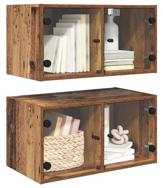 Fali Szekrények 2 pcs Öreg fa 68 x 37 x 35 cm Faanyag