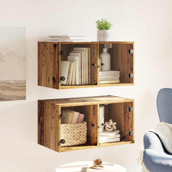 Fali Szekrények 2 pcs Öreg fa 68 x 37 x 35 cm Faanyag