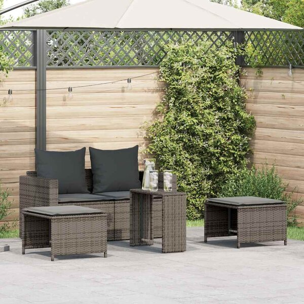 VidaXL 5 részes polyrattan kerti kanapé garnitúra párnákkal stackable