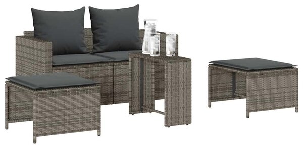VidaXL 5 részes polyrattan kerti kanapé garnitúra párnákkal stackable