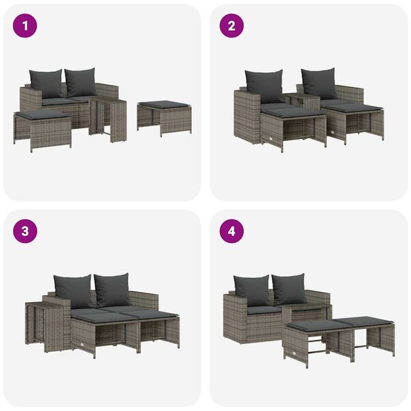 VidaXL 5 részes polyrattan kerti kanapé garnitúra párnákkal stackable