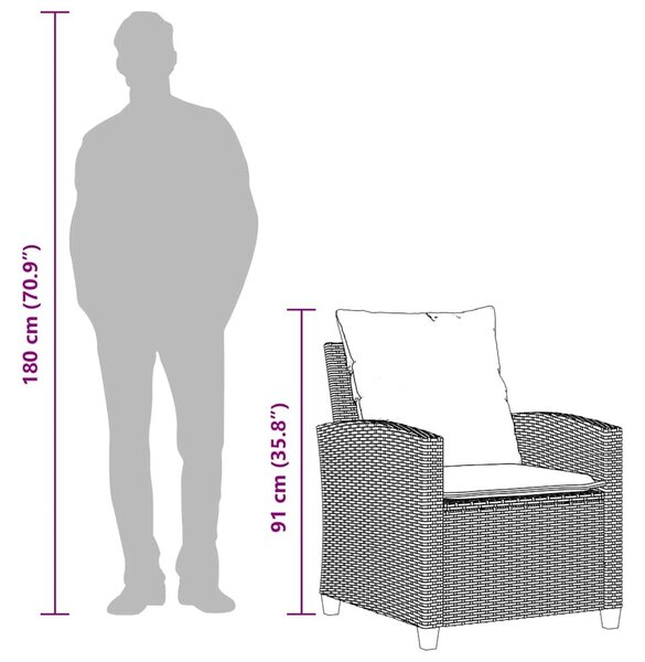 VidaXL 4 részes szürke polyrattan kerti ülőgarnitúra párnákkal