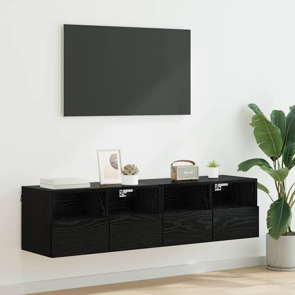 VidaXL TV Fali Szekrények 2 pcs Fekete tölgy 60 x 30 x 30 cm Faanyag