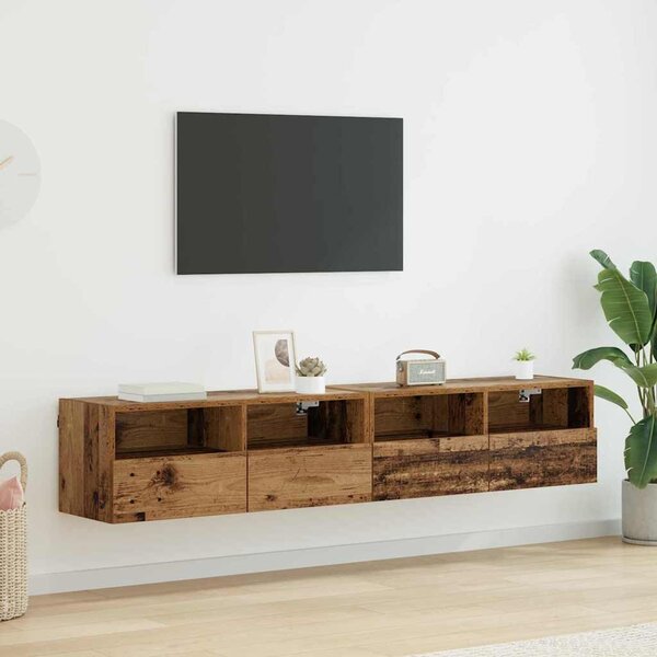 TV Fali Szekrények 2 pcs Öreg fa 80 x 30 x 30 cm Faanyag