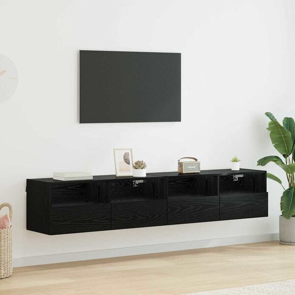 VidaXL TV Fali Szekrények 2 pcs Fekete tölgy 80 x 30 x 30 cm Faanyag