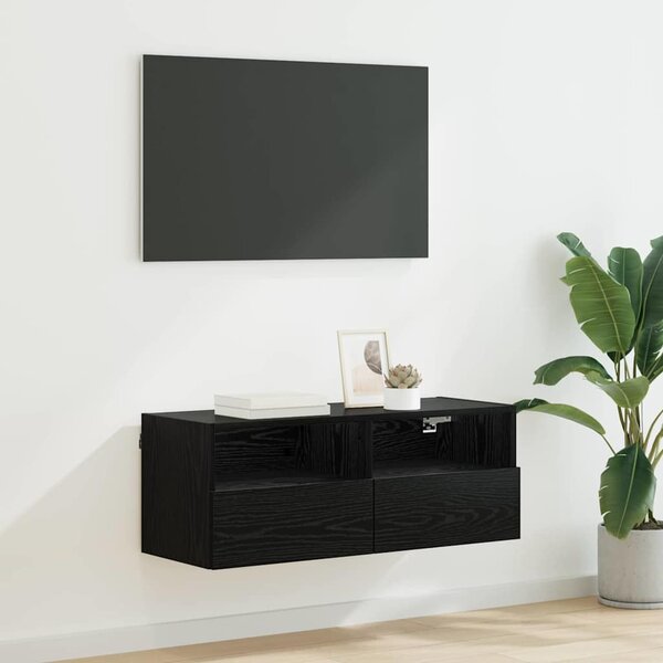 VidaXL TV Fali Szekrény Fekete tölgy 80 x 30 x 30 cm Faanyag