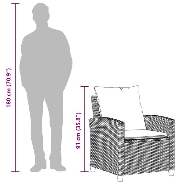 VidaXL 4 részes bézs polyrattan kerti ülőgarnitúra párnákkal