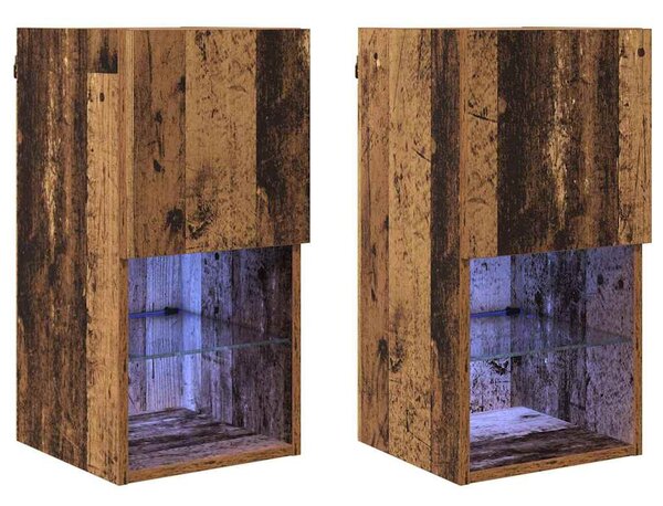 Fali TV szekrények 2 pcs Öreg fa 30,5 x 30 x 60 cm Faanyag