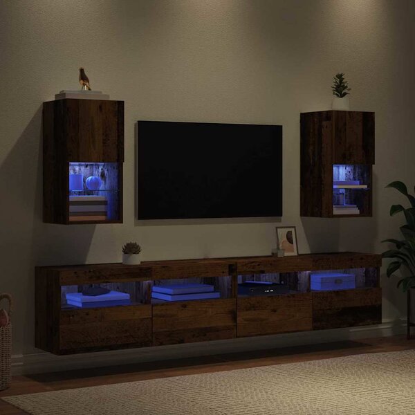 Fali TV szekrények 2 pcs Öreg fa 30,5 x 30 x 60 cm Faanyag