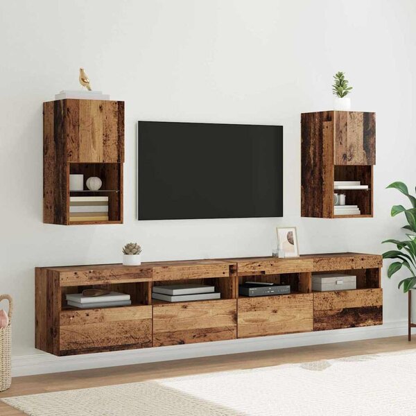 Fali TV szekrények 2 pcs Öreg fa 30,5 x 30 x 60 cm Faanyag