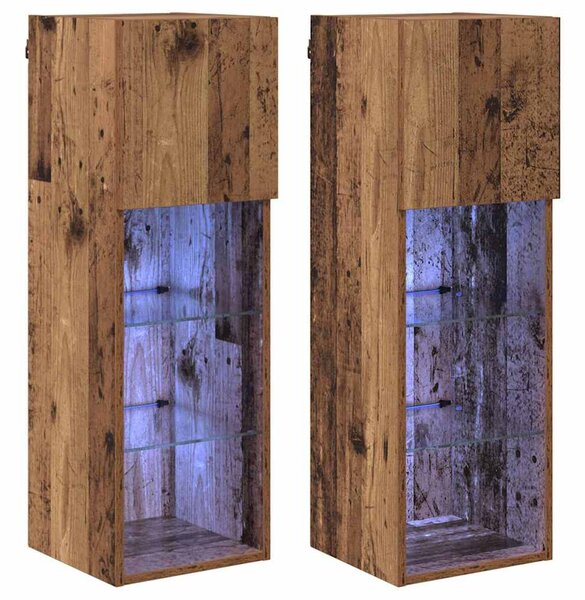 Fali TV szekrények 2 pcs Öreg fa 30,5 x 30 x 90 cm Faanyag