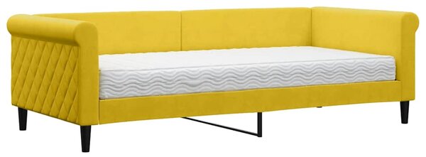 Sárga bársony heverő matraccal 90 x 200 cm