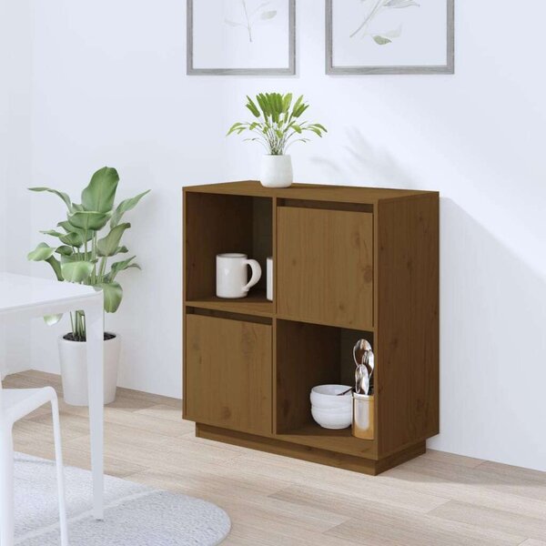 VidaXL mézbarna tömör fenyőfa tálalószekrény 74 x 35 x 80 cm
