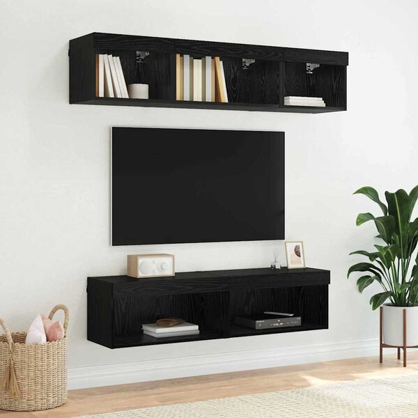 TV szekrény garnitúra 60 x 30 x 30 cm Fekete tölgy Szerelt Fa