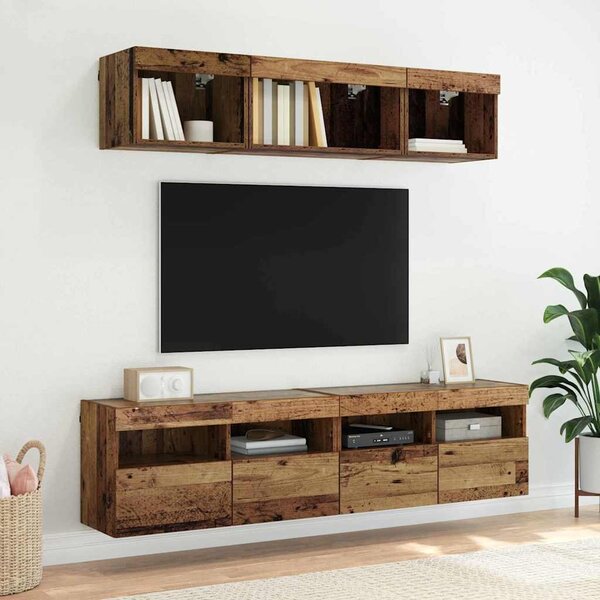 TV Fali Szekrények 2 pcs Öreg fa 80 x 30 x 40 cm Faanyag