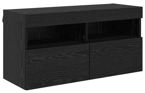 TV Fali Szekrény 80 x 30 x 40 cm Fekete tölgy Szerelt Fa