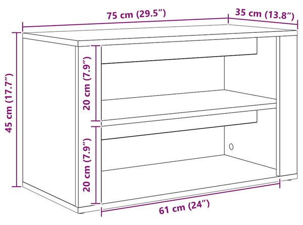Cipőtartó polcokkal tárolóval Régi fa 75 x 35 x 45 cm Faanyag