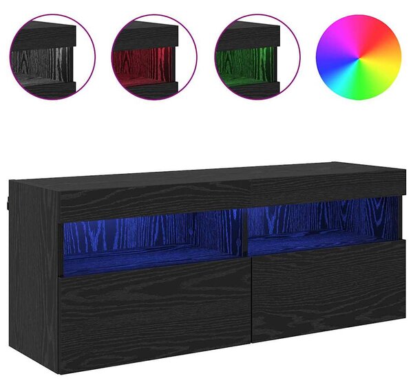 TV Fali Szekrény 100 x 30 x 40 cm Fekete tölgy Szerelt Fa